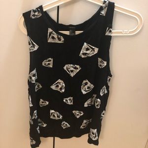 Black tank top with diamond pattern